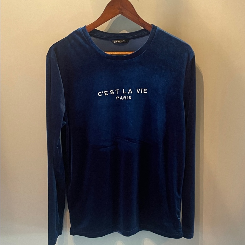 SHEIN Navy Blue Velvet Top Size‎ S